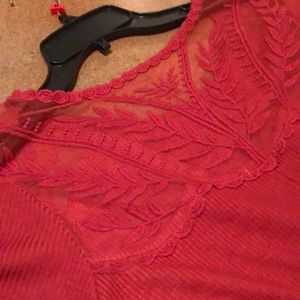 Red Blouse with lace detailing